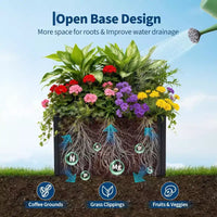 Carré potager surélevé en métal, pot de fleurs carré noir pour extérieur avec étagère amovible et base ouverte, jardinière de grande capacité pour légumes, fleurs, herbes aromatiques
