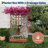 Carre de jardin sureleve haut 67 avec treillis et toit, bac en bois pour plantes grimpantes, grand carre de jardin interieur/extérieur pour legumes, herbes et fleurs