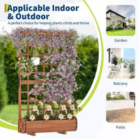 Carre de jardin sureleve haut 67 avec treillis et toit, bac en bois pour plantes grimpantes, grand carre de jardin interieur/extérieur pour legumes, herbes et fleurs