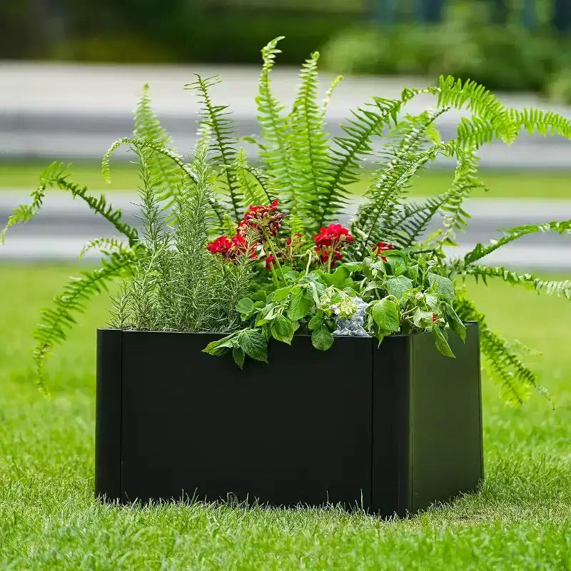 Carré potager surélevé extra-long en métal à base ouverte moderne, assemblage sans outil par encliquetage, coins arrondis, base ouverte, trous de drainage, pour patio, balcon, jardin