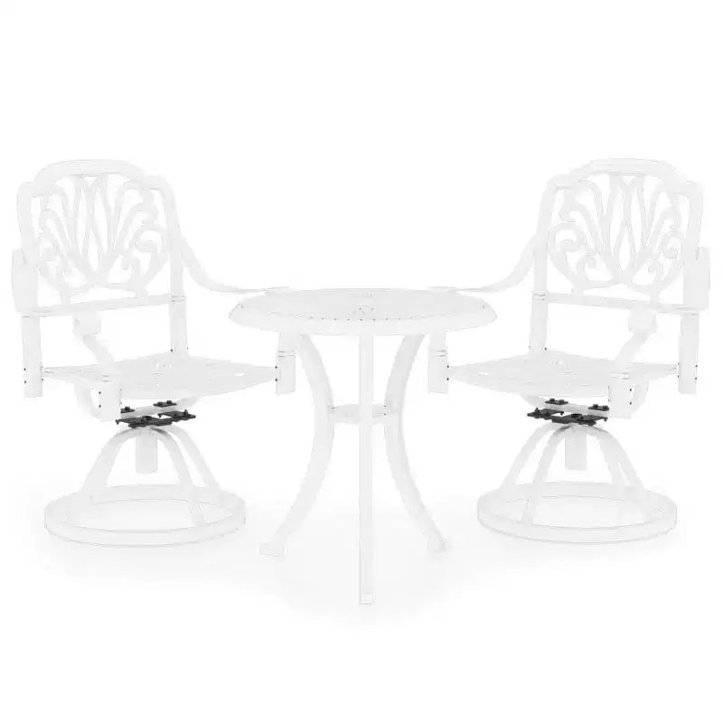 vidaXL Ensemble de bistro blanc en aluminium moulé, ensemble de bistro pivotant standard