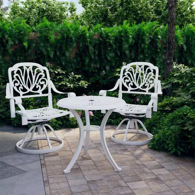 vidaXL Ensemble de bistro blanc en aluminium moulé, ensemble de bistro pivotant standard
