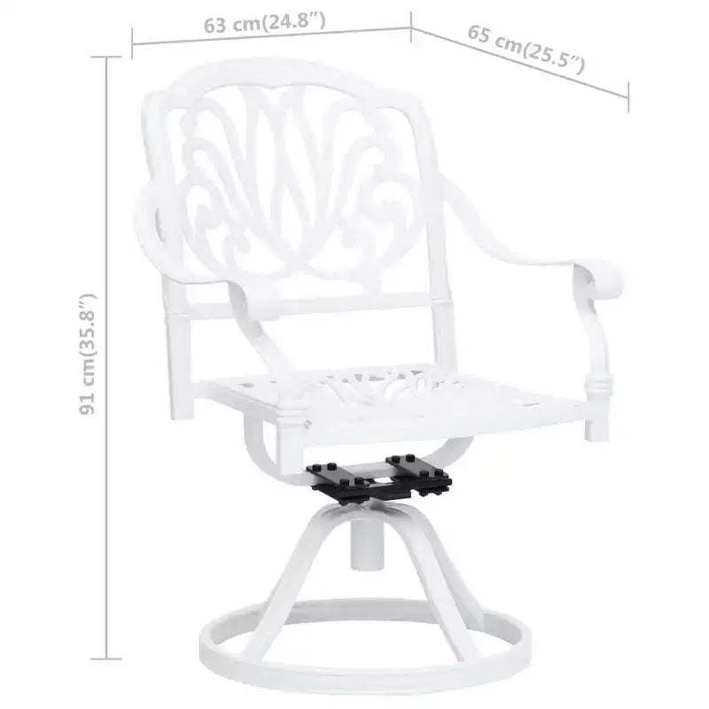 vidaXL Ensemble de bistro blanc en aluminium moulé, ensemble de bistro pivotant standard