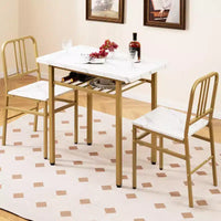 Costway Ensemble Table à Manger Rectangulaire 3 Pièces et Chaises Coin Repas en Bois avec Étagère de Rangement