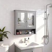 Armoire murale de salle de bain avec 2 portes miroir et 1 étagère