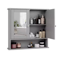 Armoire murale de salle de bain avec 2 portes miroir et 1 étagère