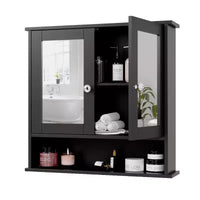 Armoire murale de salle de bain avec 2 portes miroir et 1 étagère