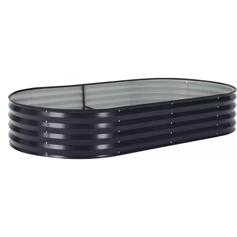 Jardinière ovale surélevée Acekool avec couvercle zippé en PVC et base ouverte, jardinière en acier galvanisé pour jardin ou patio