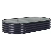 Jardinière ovale surélevée Acekool avec couvercle zippé en PVC et base ouverte, jardinière en acier galvanisé pour jardin ou patio