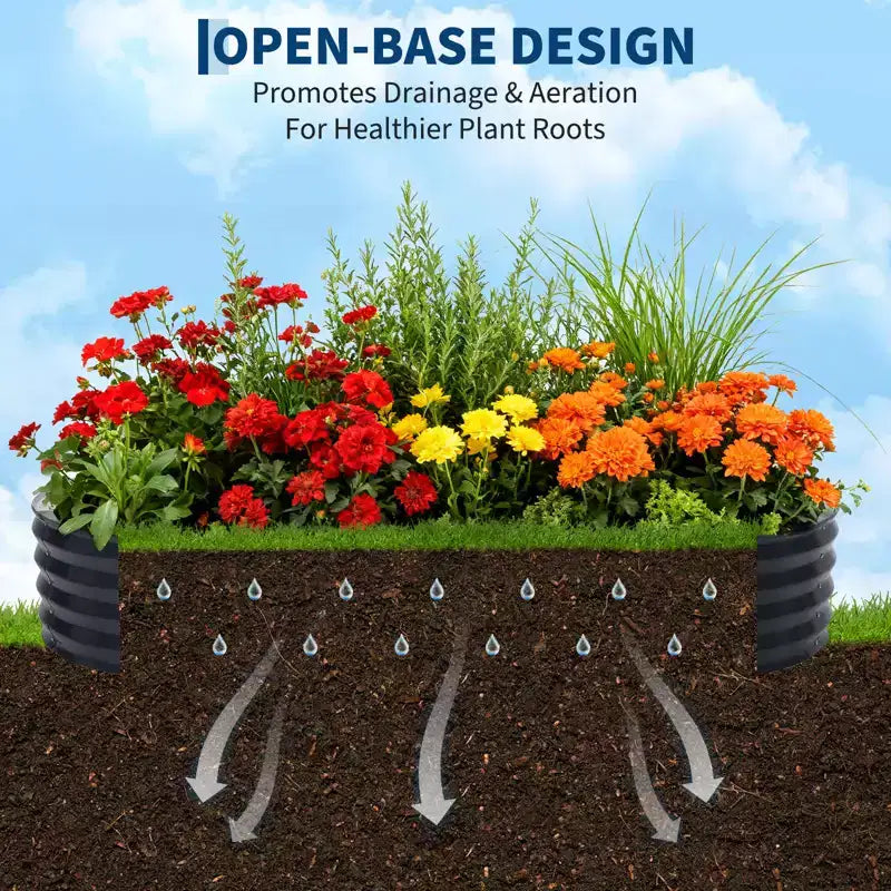 Jardinière ovale surélevée Acekool avec couvercle zippé en PVC et base ouverte, jardinière en acier galvanisé pour jardin ou patio