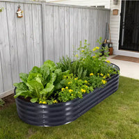 Jardinière ovale surélevée Acekool avec couvercle zippé en PVC et base ouverte, jardinière en acier galvanisé pour jardin ou patio