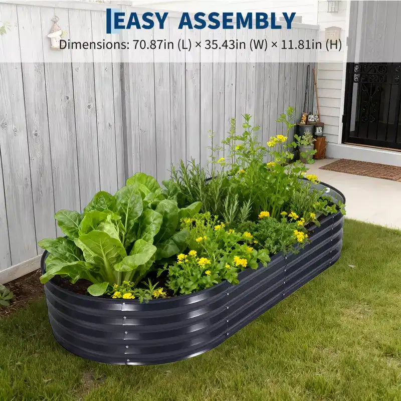Jardinière ovale surélevée Acekool avec couvercle zippé en PVC et base ouverte, jardinière en acier galvanisé pour jardin ou patio