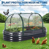 Jardinière ovale surélevée Acekool avec couvercle zippé en PVC et base ouverte, jardinière en acier galvanisé pour jardin ou patio