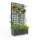 Jardinière mobile galvanisée noire Acekool avec treillis carré, roulettes et drainage pour terrasse, balcon ou jardin