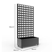 Jardinière mobile galvanisée noire Acekool avec treillis carré, roulettes et drainage pour terrasse, balcon ou jardin