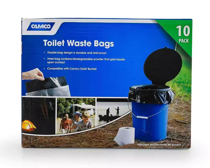 Camco Sacs à dechets pour toilettes de camping à double doublure etanches, sacs pour seau de voyage pour camping, chasse et activites de plein air, lot de 10