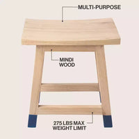 JONATHAN Y Finesse 18.3 Tabouret d'appoint classique et décontracté en bois de mindi massif fabriqué à la main avec pieds inclinés