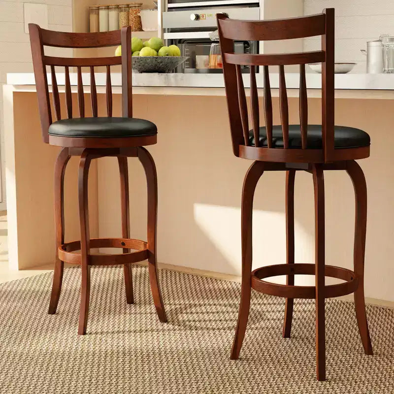 Costway tabourets de bar pivotants 24/30 lot de 2/4 avec dossiers, pieds en bois massif et repose-pied pour bar maison expresso et noir