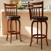 Costway tabourets de bar pivotants 24/30 lot de 2/4 avec dossiers, pieds en bois massif et repose-pied pour bar maison expresso et noir