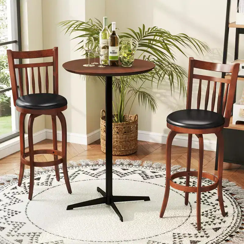 Costway tabourets de bar pivotants 24/30 lot de 2/4 avec dossiers, pieds en bois massif et repose-pied pour bar maison expresso et noir