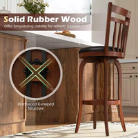 Costway tabourets de bar pivotants 24/30 lot de 2/4 avec dossiers, pieds en bois massif et repose-pied pour bar maison expresso et noir