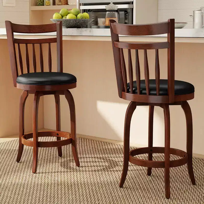 Costway tabourets de bar pivotants 24/30 lot de 2/4 avec dossiers, pieds en bois massif et repose-pied pour bar maison expresso et noir