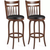 Costway tabourets de bar pivotants 24/30 lot de 2/4 avec dossiers, pieds en bois massif et repose-pied pour bar maison expresso et noir