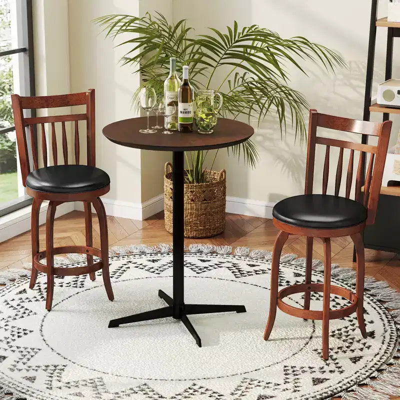 Costway tabourets de bar pivotants 24/30 lot de 2/4 avec dossiers, pieds en bois massif et repose-pied pour bar maison expresso et noir