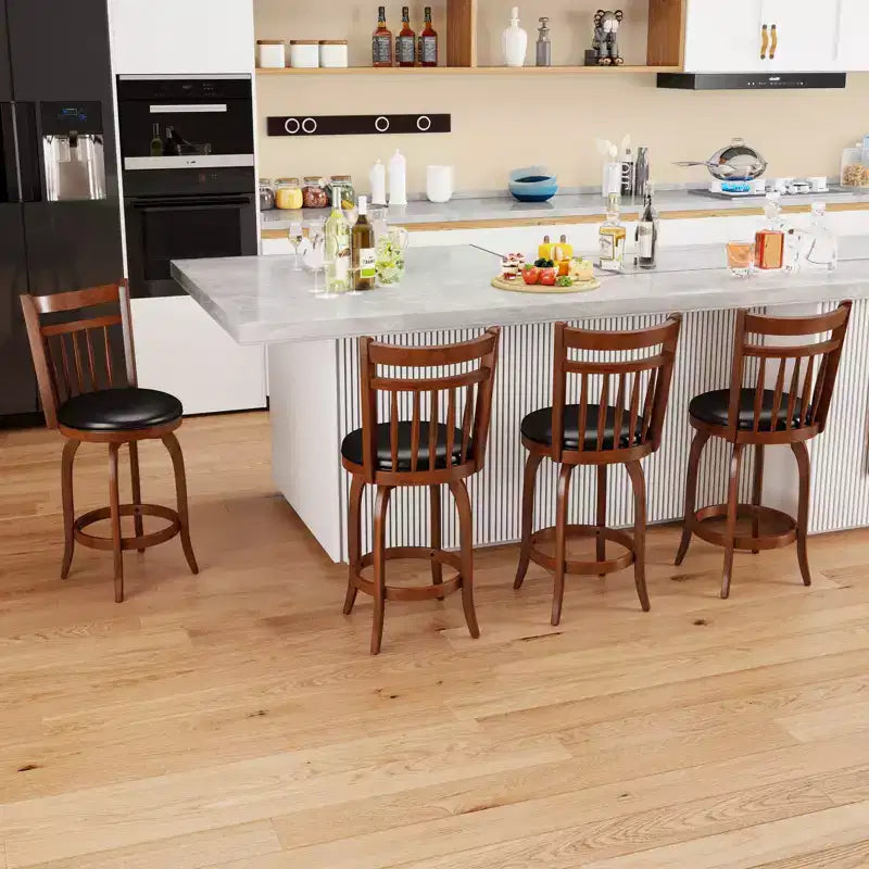 Costway tabourets de bar pivotants 24/30 lot de 2/4 avec dossiers, pieds en bois massif et repose-pied pour bar maison expresso et noir
