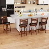 Costway tabourets de bar pivotants 24/30 lot de 2/4 avec dossiers, pieds en bois massif et repose-pied pour bar maison expresso et noir