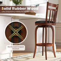 Costway tabourets de bar pivotants 24/30 lot de 2/4 avec dossiers, pieds en bois massif et repose-pied pour bar maison expresso et noir
