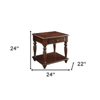 Table d'appoint rectangulaire HomeRoots 24 en bois manufacturé couleur noyer avec tiroir et étagère