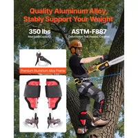 VEVOR Kit de Crampons d'Escalade pour Arbres, Équipement d'Escalade d'Arbres Réglable en Hauteur avec Sangles et Protecteurs de Crampons, Capacité de Charge de 158 kg, Noir et Rouge