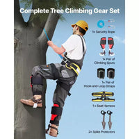 VEVOR Kit de Crampons d'Escalade pour Arbres, Équipement d'Escalade d'Arbres Réglable en Hauteur avec Sangles et Protecteurs de Crampons, Capacité de Charge de 158 kg, Noir et Rouge