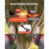 VEVOR Kit de Crampons d'Escalade pour Arbres, Équipement d'Escalade d'Arbres Réglable en Hauteur avec Sangles et Protecteurs de Crampons, Capacité de Charge de 158 kg, Noir et Rouge