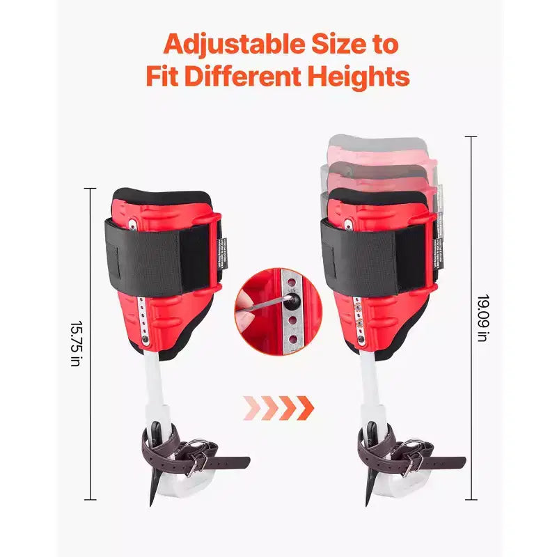 VEVOR Kit de Crampons d'Escalade pour Arbres, Équipement d'Escalade d'Arbres Réglable en Hauteur avec Sangles et Protecteurs de Crampons, Capacité de Charge de 158 kg, Noir et Rouge