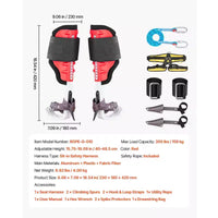VEVOR Kit de Crampons d'Escalade pour Arbres, Équipement d'Escalade d'Arbres Réglable en Hauteur avec Sangles et Protecteurs de Crampons, Capacité de Charge de 158 kg, Noir et Rouge