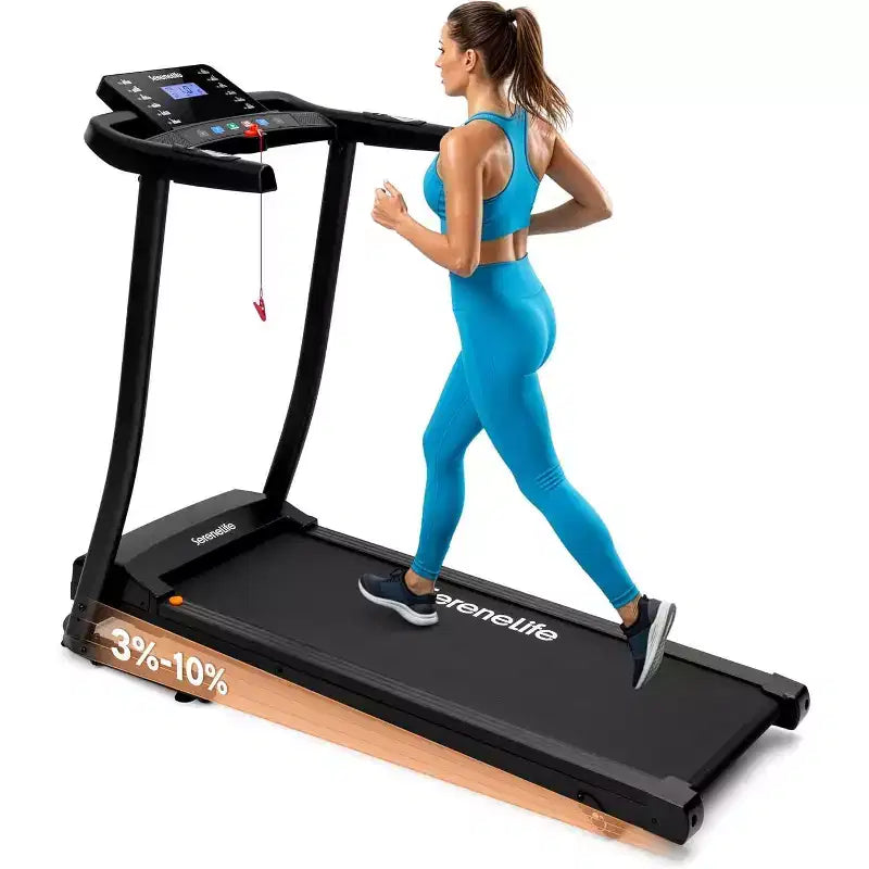 Tapis de course pliable portable SereneLife avec inclinaison réglable et 12 programmes d'entraînement prédéfinis