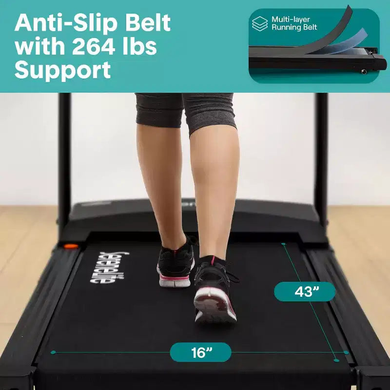 Tapis de course pliable portable SereneLife avec inclinaison réglable et 12 programmes d'entraînement prédéfinis