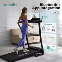 Tapis de course pliable portable SereneLife avec inclinaison réglable et 12 programmes d'entraînement prédéfinis
