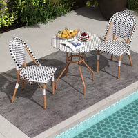 Costway Ensemble bistrot 3 pièces table et chaises de jardin en osier rondes