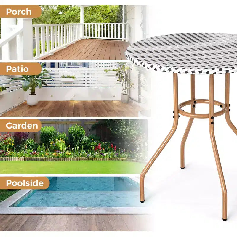 Costway Ensemble bistrot 3 pièces table et chaises de jardin en osier rondes