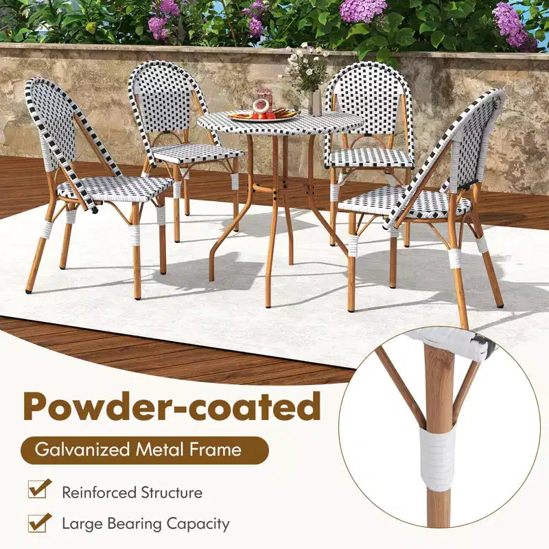 Costway Ensemble bistrot 3 pièces table et chaises de jardin en osier rondes