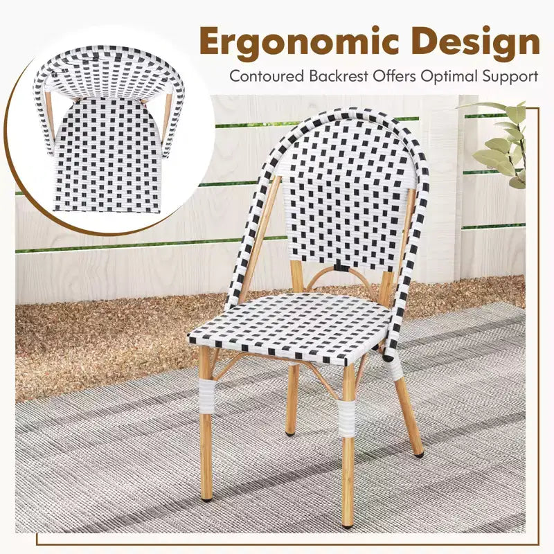 Costway Ensemble bistrot 3 pièces table et chaises de jardin en osier rondes