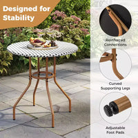 Costway Ensemble bistrot 3 pièces table et chaises de jardin en osier rondes