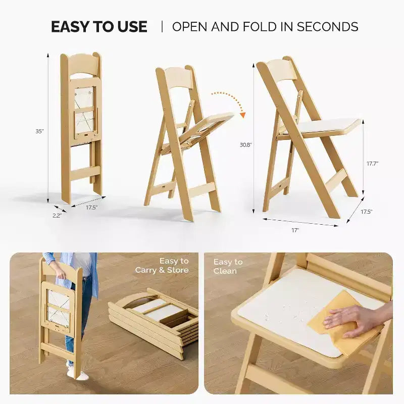 VINGLI Chaises pliantes en résine avec coussin, chaise pliante en plastique avec sièges rembourrés confortables, parfaites pour les événements en intérieur et en extérieur