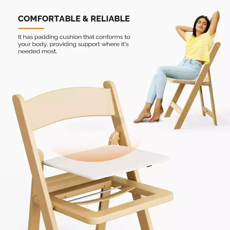 VINGLI Chaises pliantes en résine avec coussin, chaise pliante en plastique avec sièges rembourrés confortables, parfaites pour les événements en intérieur et en extérieur