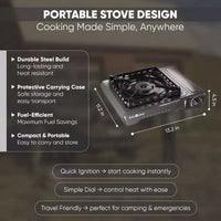 GasOne Rechaud de camping au butane portable 15 000 BTU avec etui robuste : allumage automatique, contrôle precis de la chaleur - camping, tailgate, cuisine de plein air