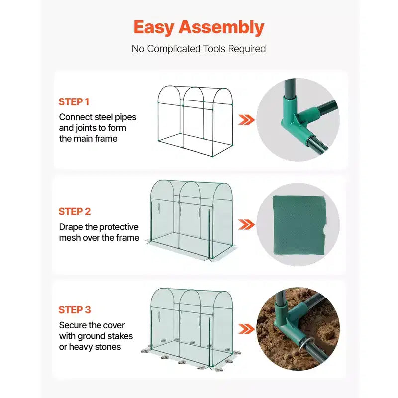 VEVOR Cage de culture, tente de protection des plantes 1,8 x 0,91 x 1,5 m avec porte zippée, grande cage de culture résistante au vent, avec cadre, filet de protection des plantes, vert