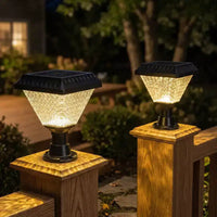 C Cattleya Lot de 2 luminaires solaires pour poteaux de clôture, 21,6 cm, noir mat, avec télécommande, 3 températures de couleur et RVB, fonction minuterie